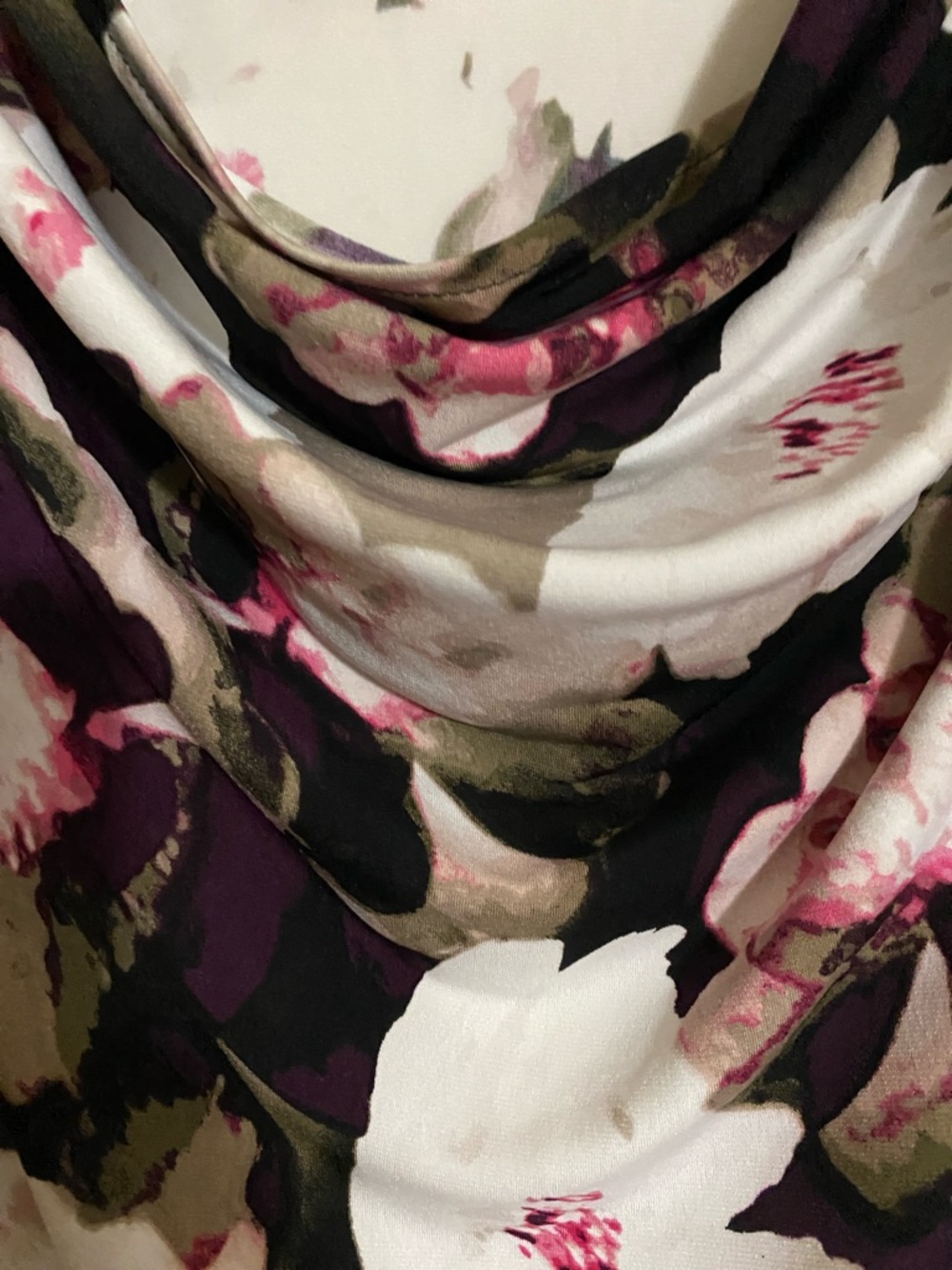 Calvin Klein Draped Floral Cami - White, Purple, Pink, Olive - Picture 3 of 4
